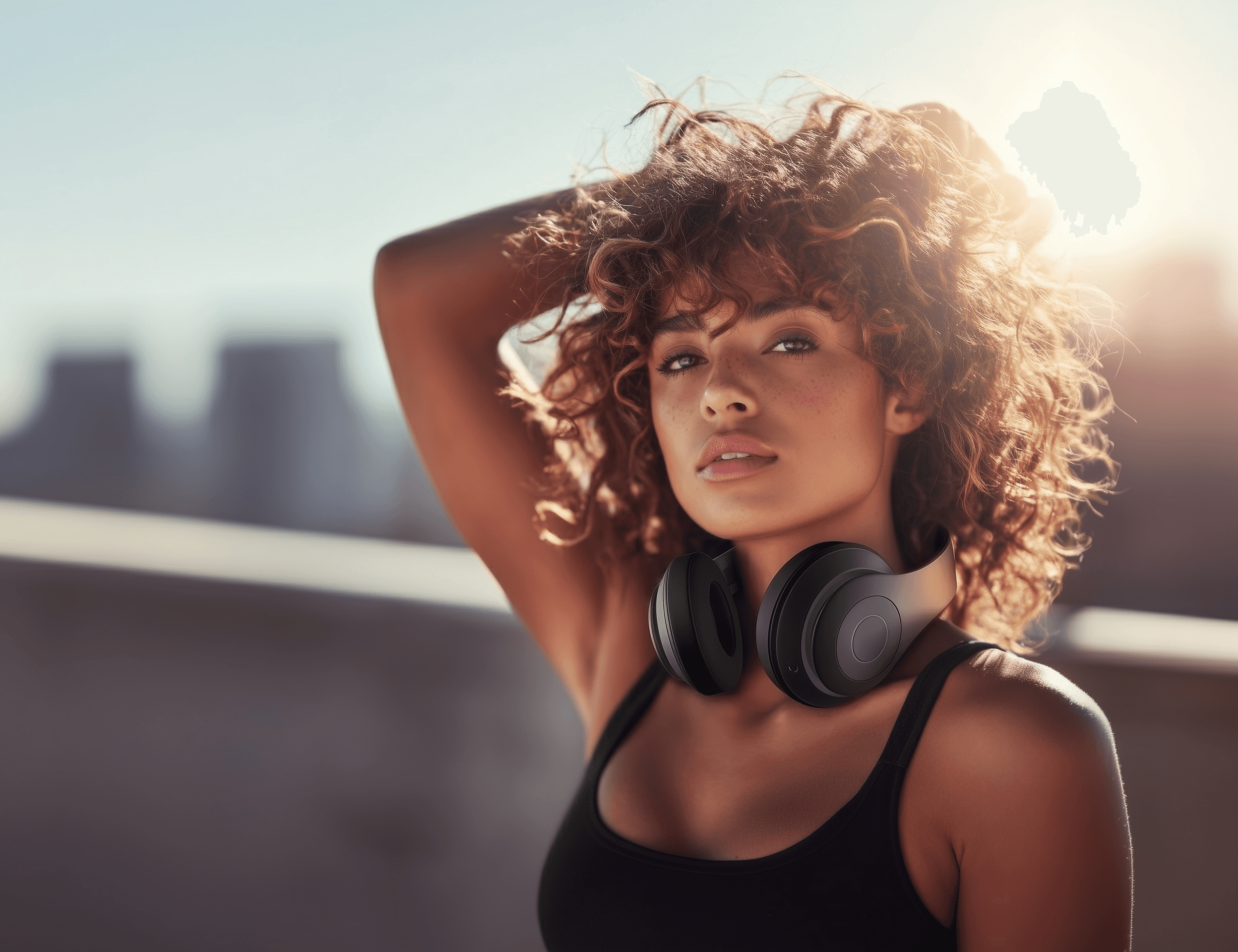 a woman with afro hair wearing headphones