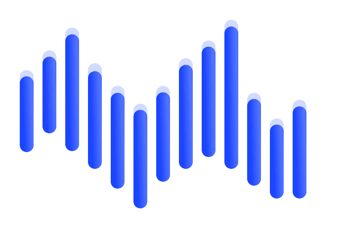 Blue bar chart for performance tracking.
