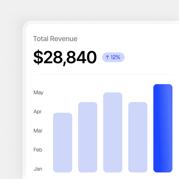 Unified dashboard displaying all key metrics, including monthly revenue chart.