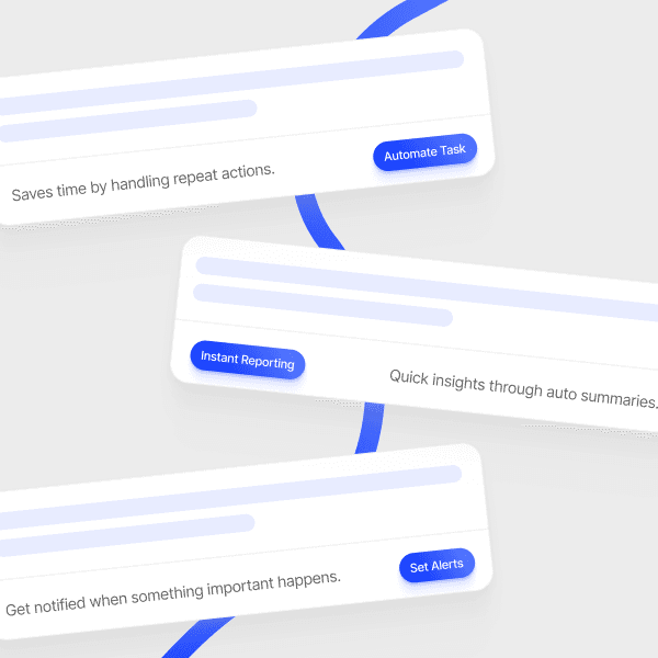 Interface representing automated tasks, reporting, and alerts.