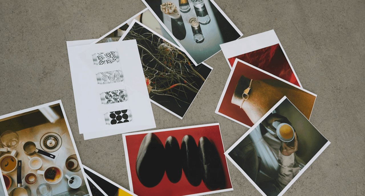 A photographed image placed on a table.