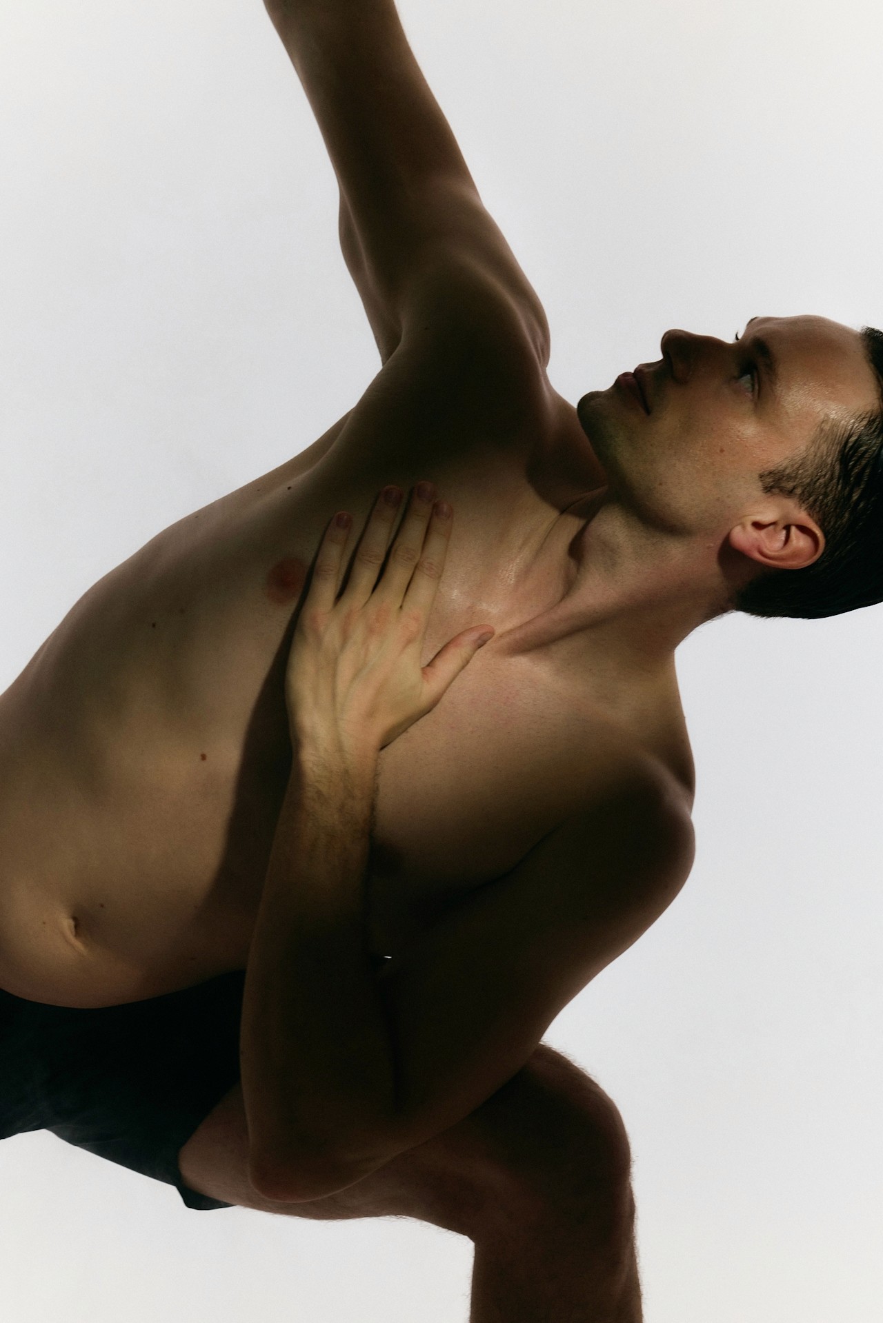 An arm and back stretch yoga pose.