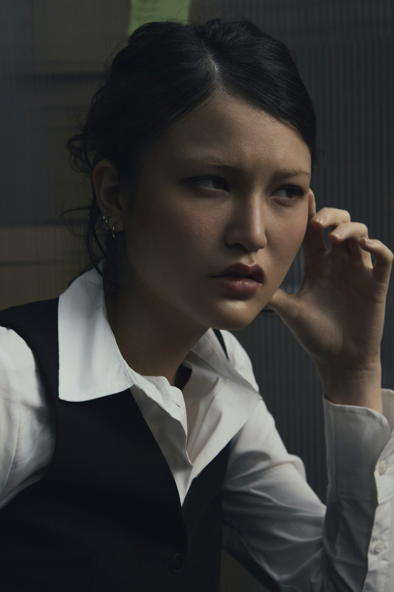 A woman lost in thought,