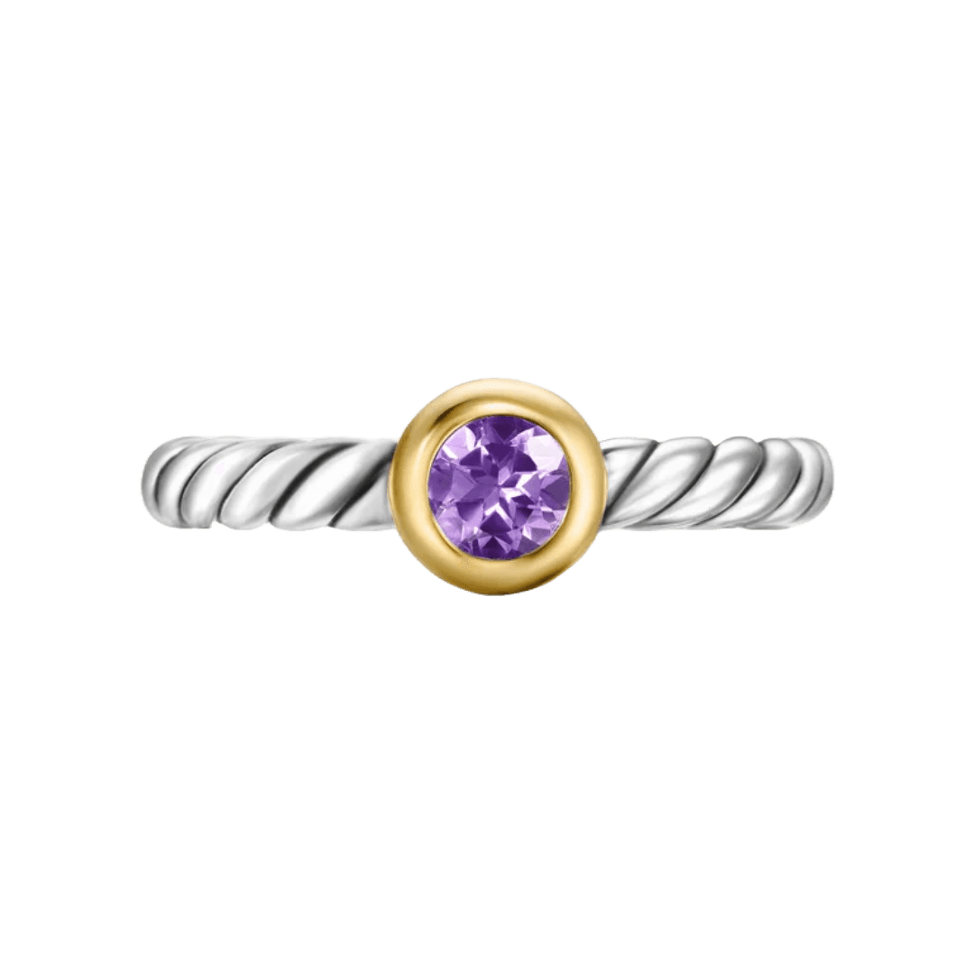 Amethyst & Gold Cable Accent Ring Preview 3