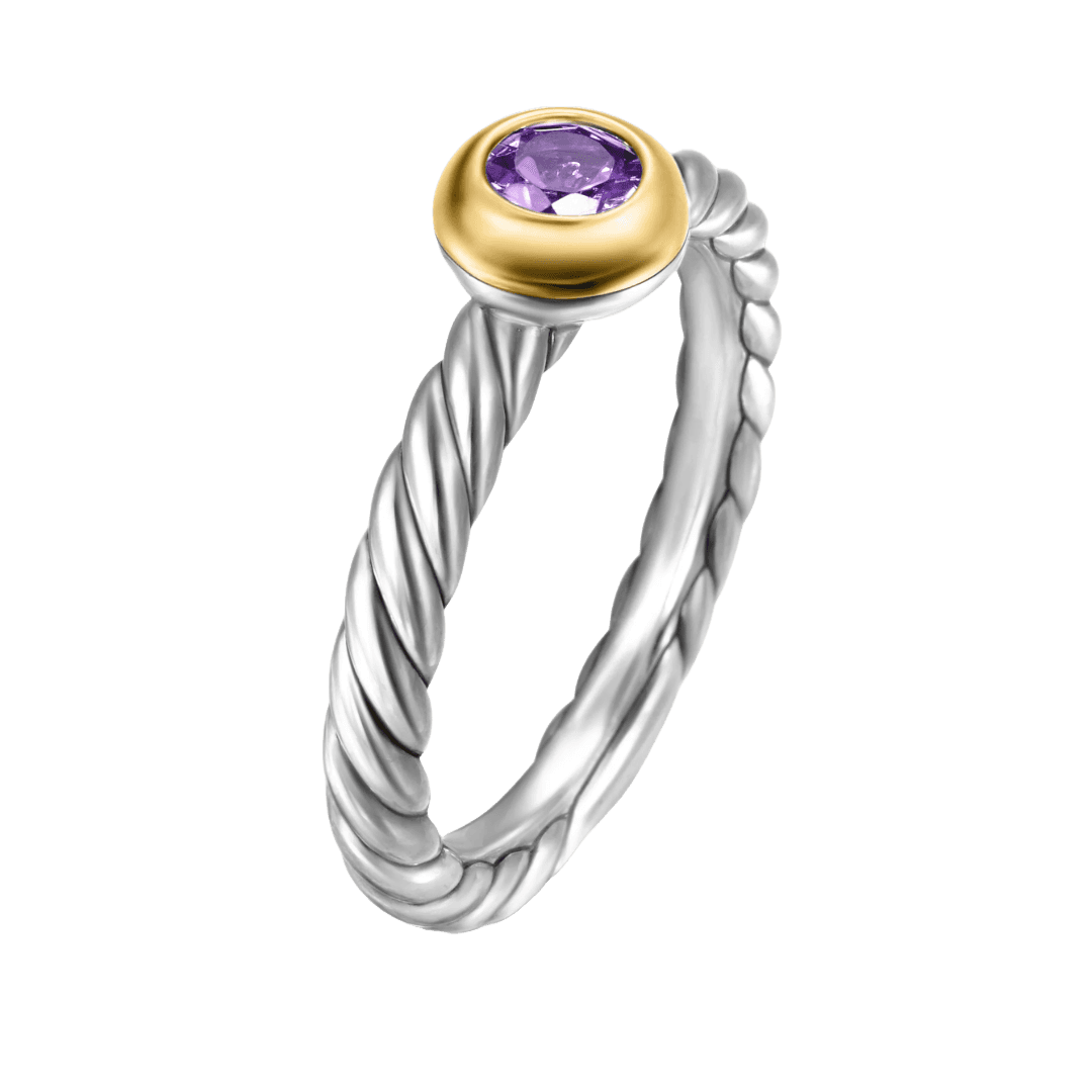 Amethyst & Gold Cable Accent Ring Preview 2