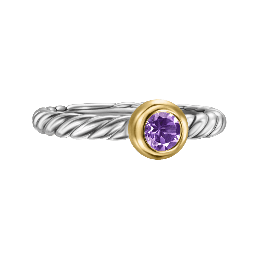 Amethyst & Gold Cable Accent Ring Preview 1