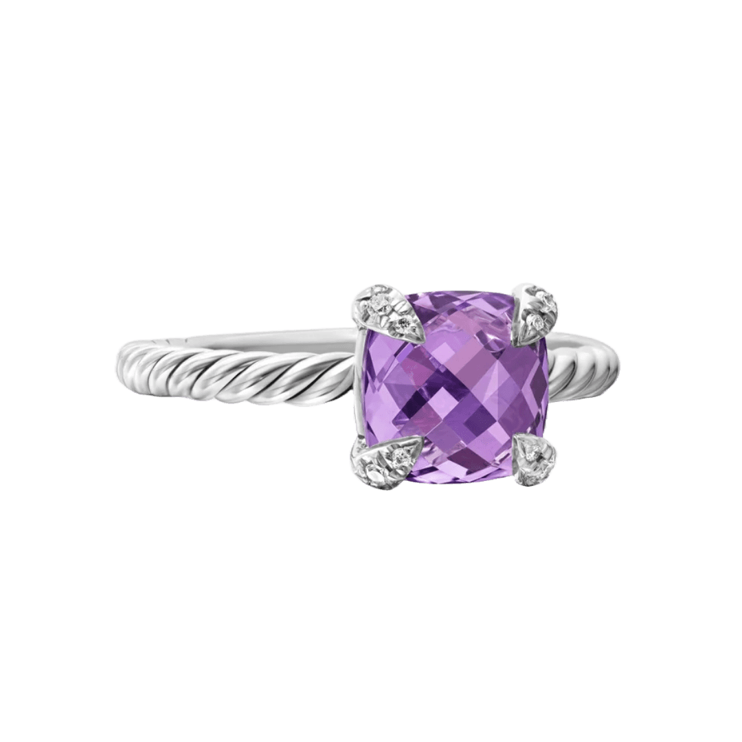 Cushion Amethyst Diamond Ring Preview 1