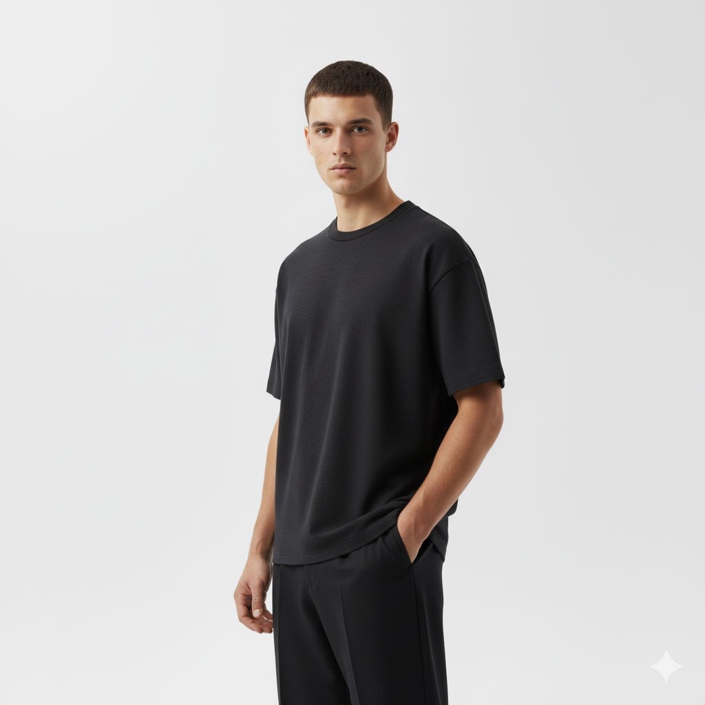 Shot of a model wearing a T-Shirt from ordinary clothing company