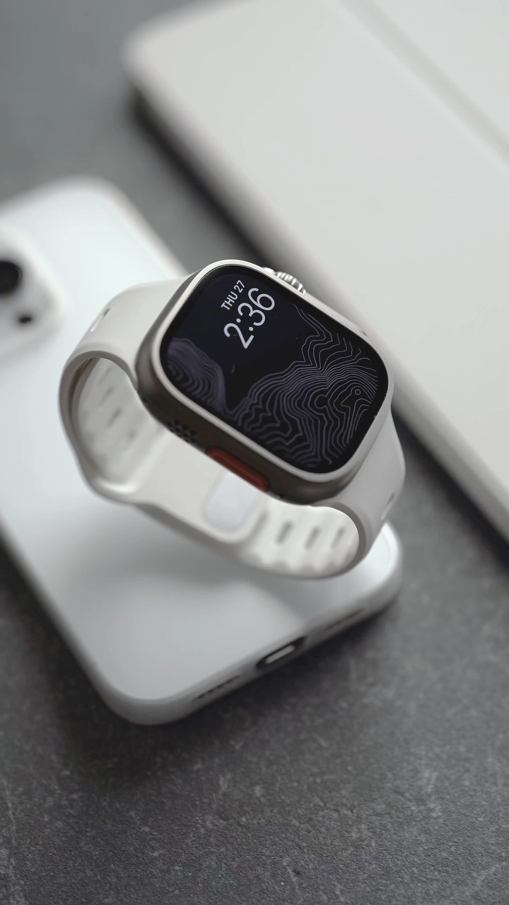 white iwatch on a stand