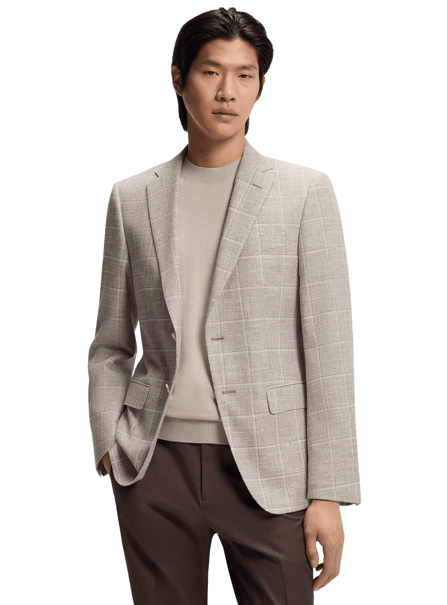 Checked slim-fit jacket in a cotton blend