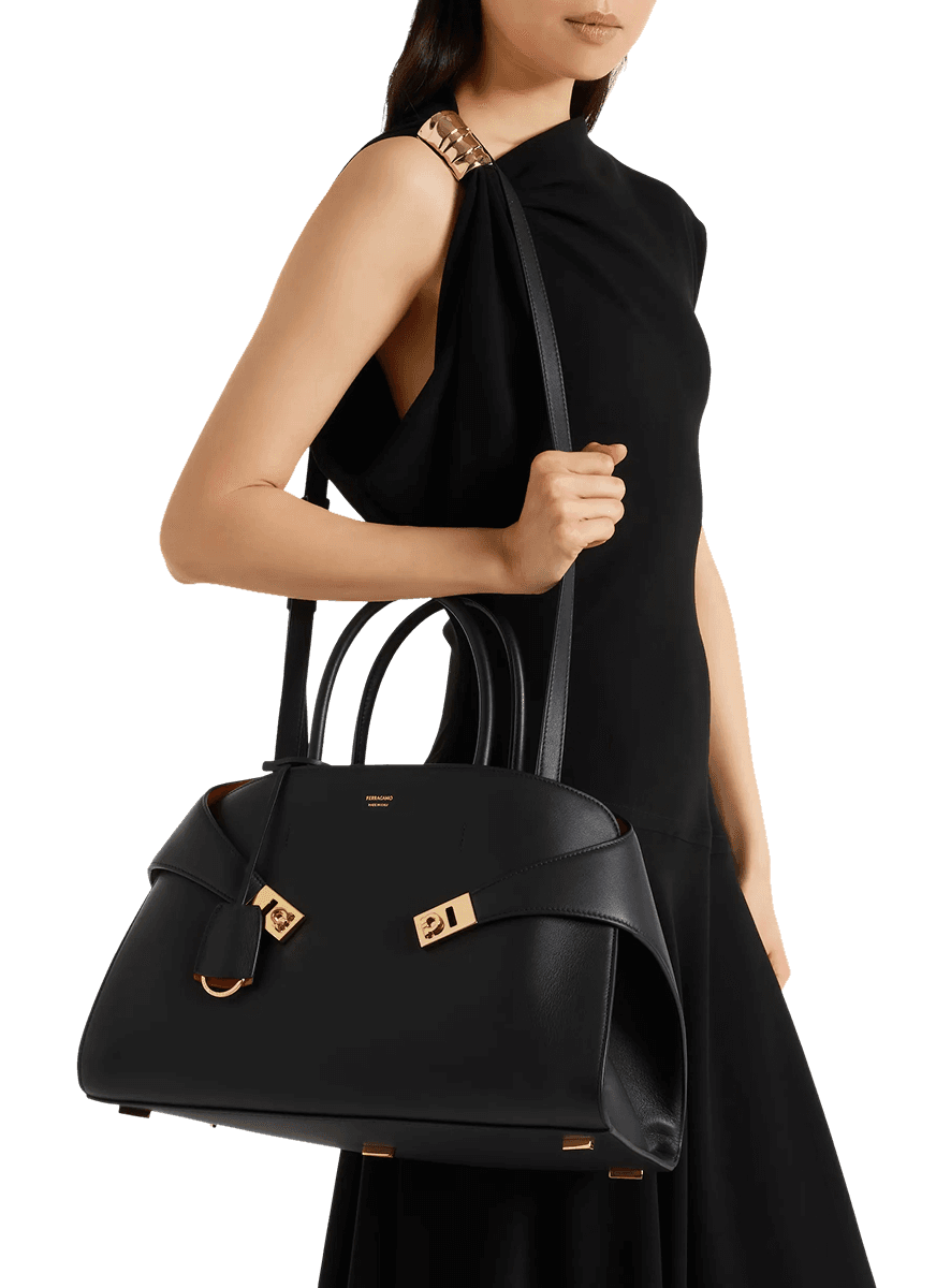 Mini logo leather shoulder bag