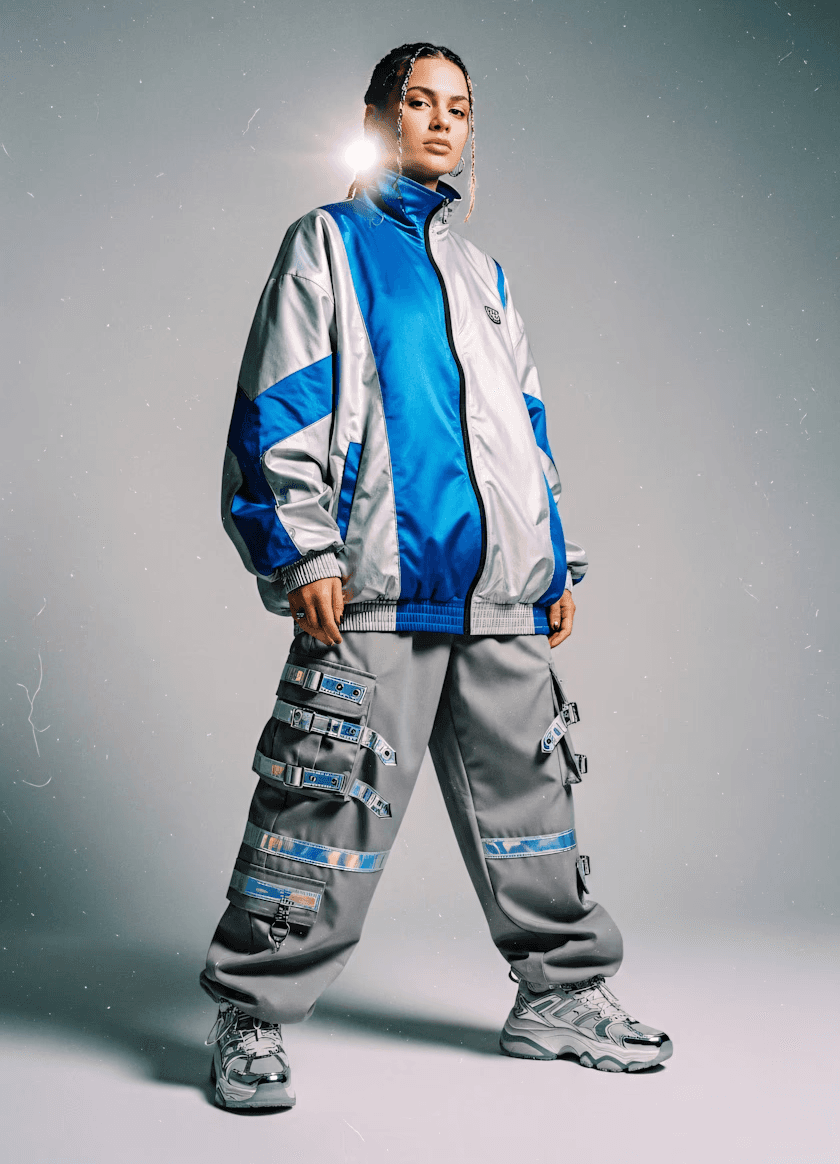 Woman in the blue jacket