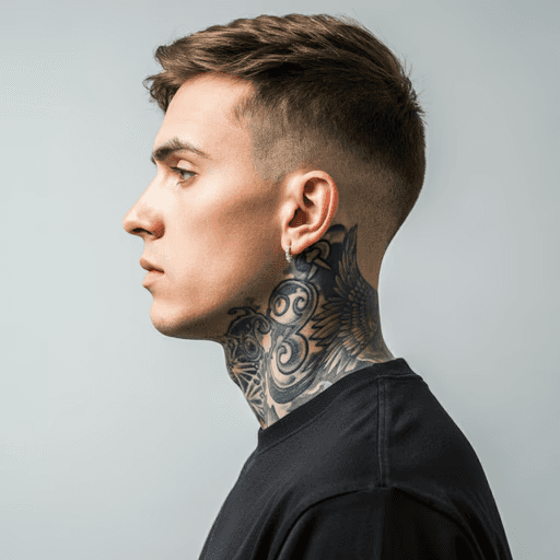 Man having tatto on neck