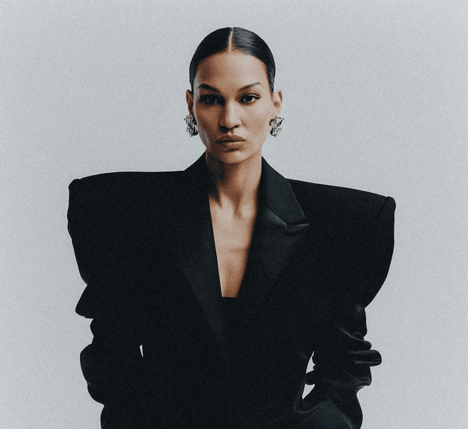 Woman in stylish balck dress