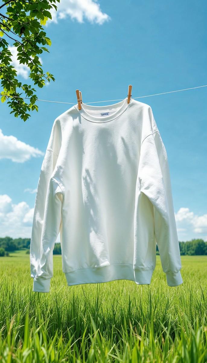 White sweatshirt on clothesline