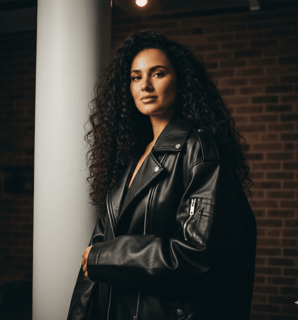 woman in black jacket