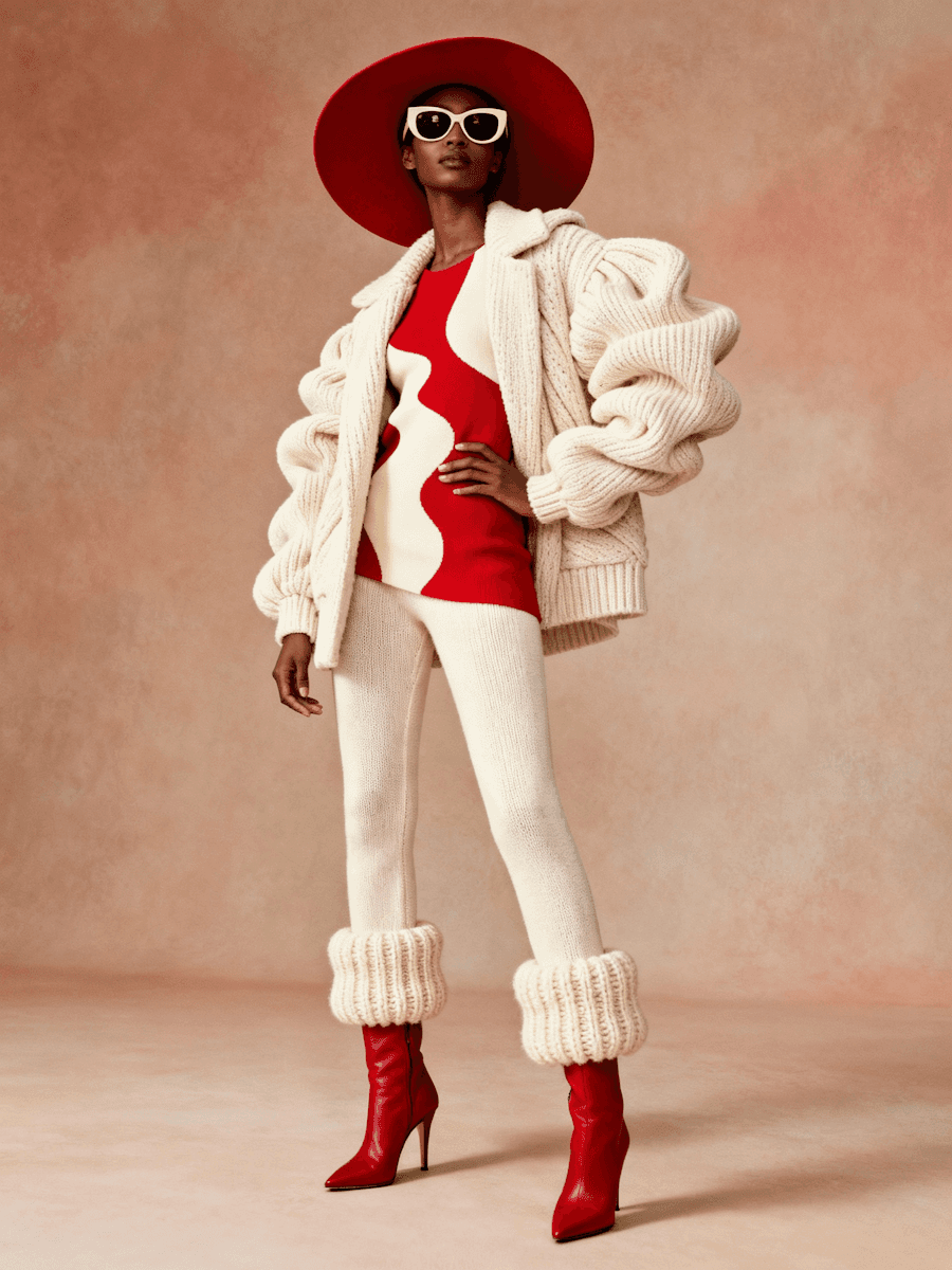 Woman in white red dress